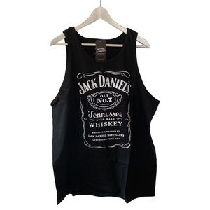 Jack Daniels Whisky Tank Top Size Medium Black White Cotton Bikercore Y2K Casual